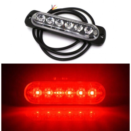 Fog lamp 6 LED 12V-18V, red