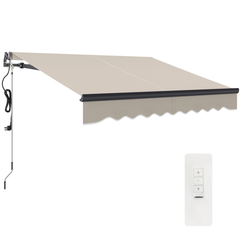 Outsunny 2.5 X 2M Electric Retractable Awning W/ Aluminium Frame Beige