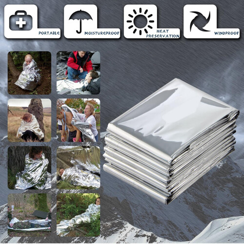 MIXIAO Survival/First Aid Blankets, Insulating, Reflective, Silver, 13 1