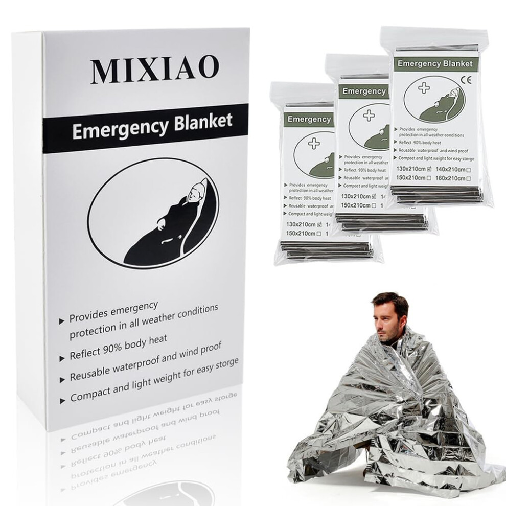 Mixiao Silver Survival/First Aid Blankets, Insulating, Reflective, 13