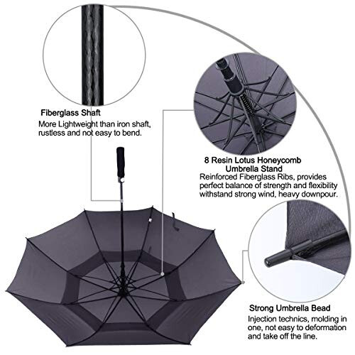 ACEIken Golf Umbrella Windproof Large 62/68 Inch, Double Canopy Vented 1