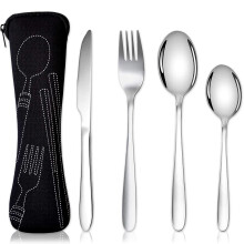 Acehome Cutlery Set with Portable Pouch Case, Stainless Steel Flatware