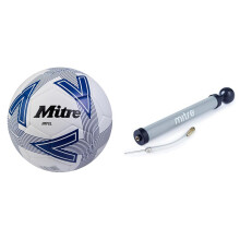 Mitre Impel Training Football With Ball Pump, White/Dazzlingling Blue/