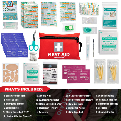General Medi Mini First Aid Kit, 92 Pieces Small First Aid Kit - Inclu 1