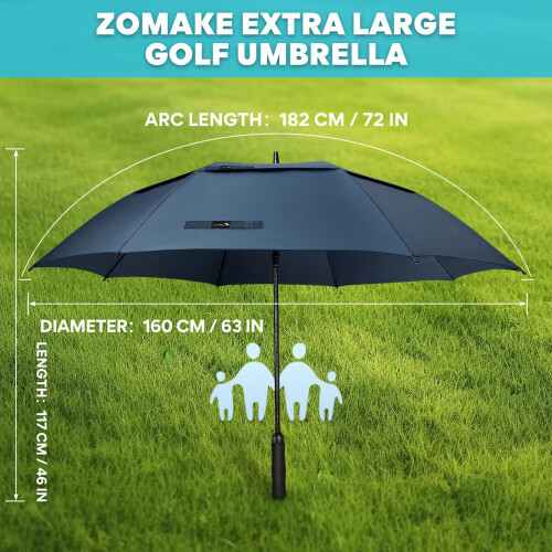 ZOMAKE Golf Umbrella Windproof and Rainproof 72in, Large Umbrella Wind 1