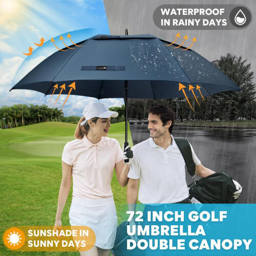 ZOMAKE Golf Umbrella Windproof and Rainproof 72in, Large Umbrella Wind 2