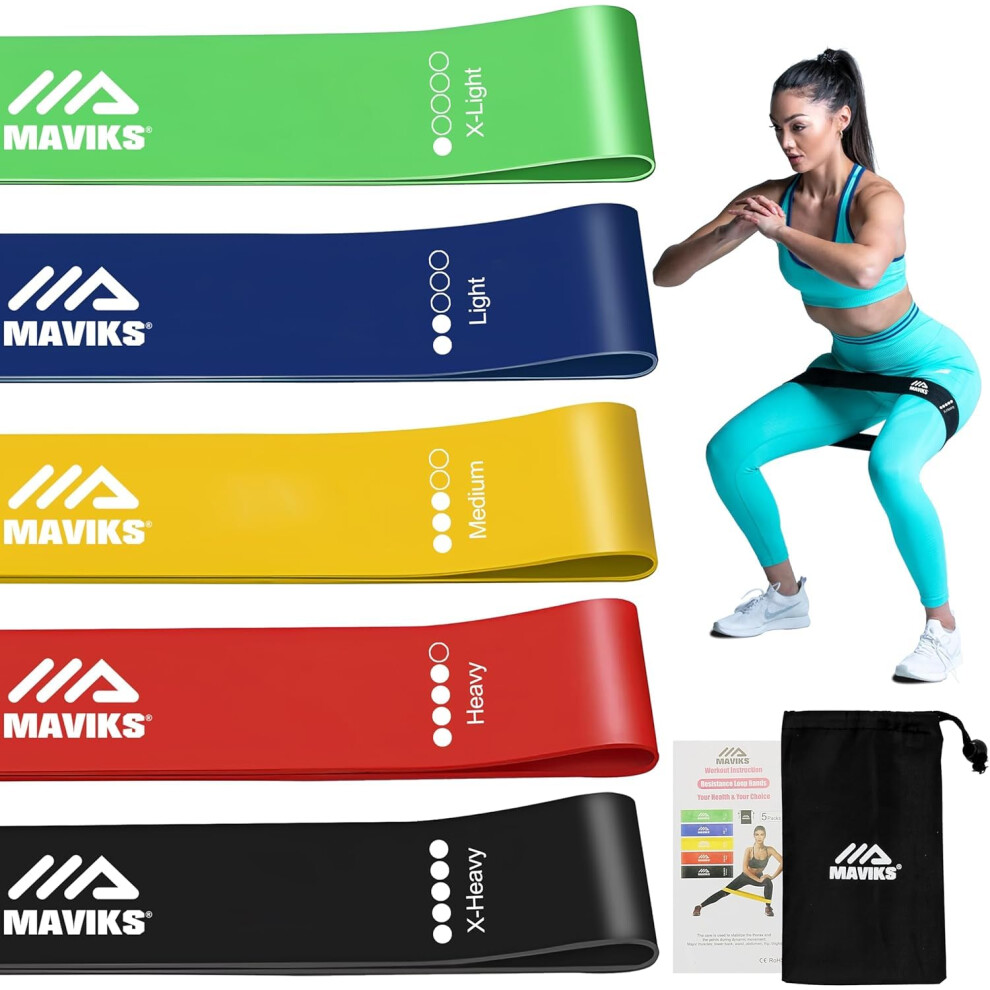 MAVIKS Exercise Bands Resistance Bands for Working Out, Set of 5 Stret