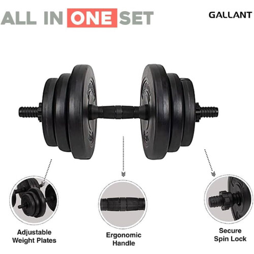 Gallant 20kg Adjustable Dumbbells Pair, Free Weights Dumbbells Set For 1
