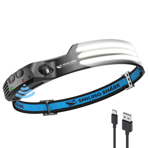 Smiling Shark LED Headlamp, 230Wide Angle 3*White Light Strips The Br