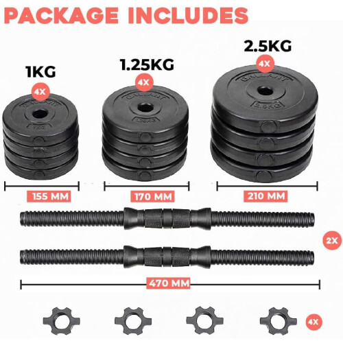 Gallant 20kg Adjustable Dumbbells Pair, Free Weights Dumbbells Set For 2