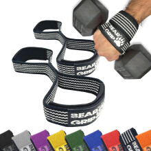BEAR GRIP - Premium Figure 8 weight lifting straps (sold in pairs) (Bl