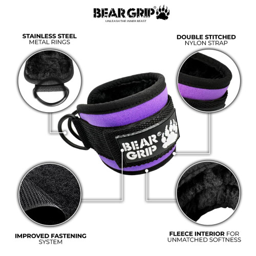 BEAR GRIP - Ankle Straps for Cables with New Fleece Design - Strong Cl 1