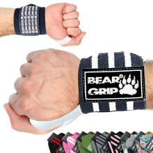 BEAR GRIP - Weight lifting wrist support wraps (Sold in pairs) (Black-