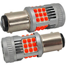 2 pcs P21/5W LED bulb BAY15D 12-24V no fault 2200lm red