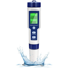 Testeur de pH numérique 5 en 1 avec rétroéclairage, pH/TDS/EC/salinité/température avec ATC, résolution 0,01, stylo haute précision