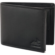 Portefeuille homme en cuir, format paysage, noir