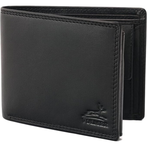 Portefeuille homme en cuir, format paysage, noir
