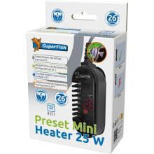 Superfish Preset Mini Aquarium Heater 25W Submersible Tropical Fish Tank Temperature 26 Degrees Automatic Switch Off