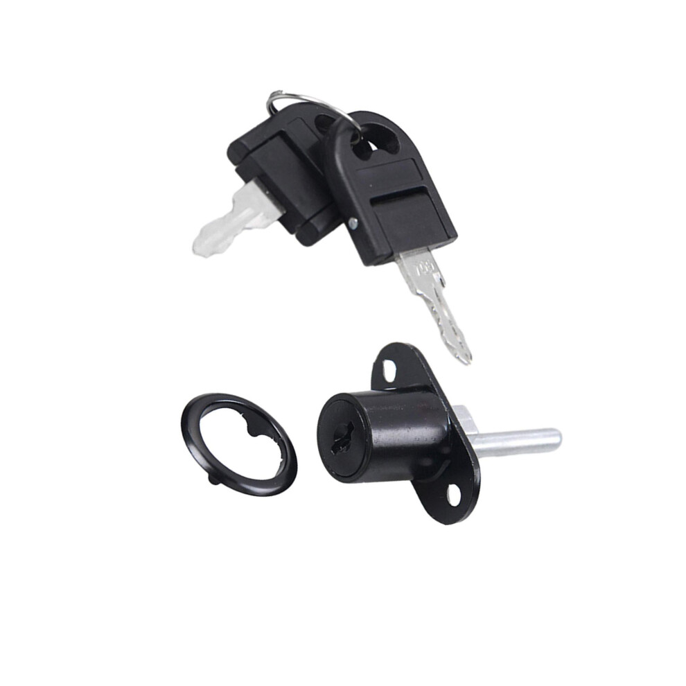 (Black, 19mm) Drawer Desk Wardrobe Plunger Lock Cylinder Head SecurityLocked Safe-image-OPC-PJZD92T-NEW
