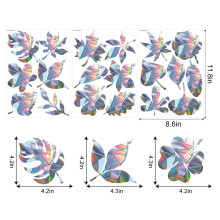 3 Sheets Regenbogenblatt-Vogel-Kollision-Fensteraufkleber, abnehmbar aus PVC