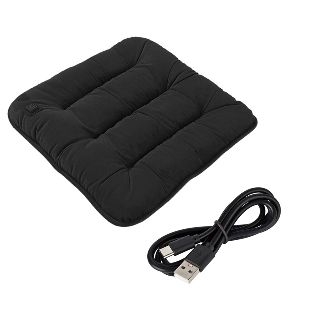 (Black) Car Home Portable Heated Seat Cushion Pad Heated Mat Seat Warmer Usb Black 9083546522145