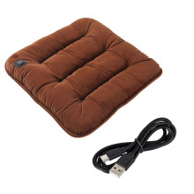 (Brown) Car Home Portable Heated Seat Cushion Pad Heated Mat Seat Warmer Warm