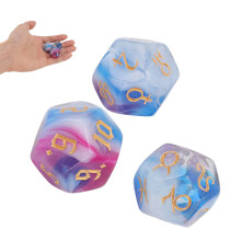 Astrologische 12-seitige 3er Würfelset, Glitzer-Runenwürfel für Brettspiele, Typ 3