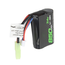 7.4V 850mAh Lithiumbatterie für 1/16 Off-Road RC Auto, Schwarz