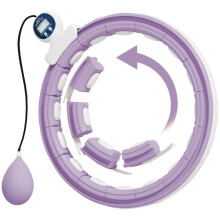 (Purple) SPORTNOW Smart Weighted Hula Hoop for Adults, Hula Ring with 16 Detachable Knots, 360 Auto-Rotating Ball and Digital Counter, Massage Hula