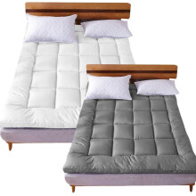 (King, White) Sunshine Comforts Microfiber Mattress Topper 1500gsm Quilted Non- Allergenic Super Absorbent 10CM Thick Mattress Toppper Straps Washable Mat