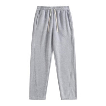 (K59 light gray, S) Men's Regular Fit Solid Drawstring Waist Sweatpants, Casual Pocket Design Pants for Fall & Winter, Men's Trousers for Daily Wear