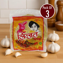 Lijjat Garlic Papad - 200g (Pack of 3) | Authentic Indian Crispy Lentil Wafers with Garlic Flavor