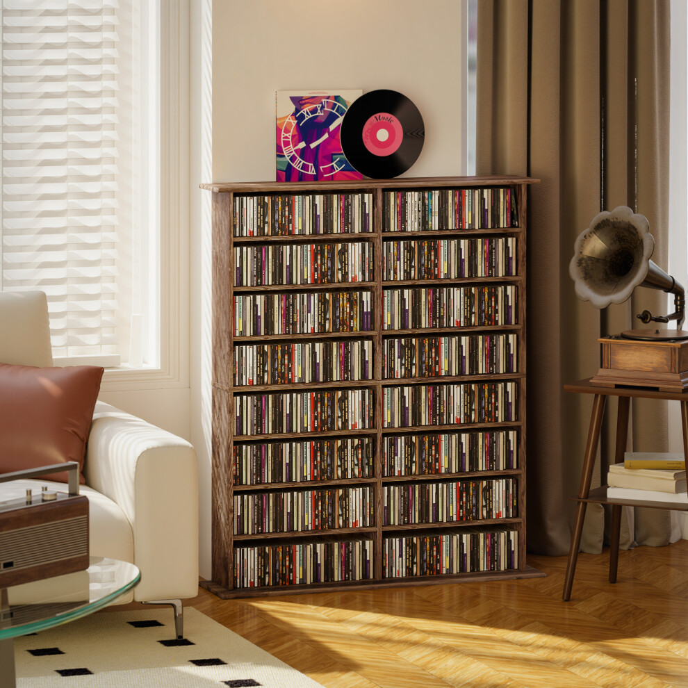Homcom Brown Cd Storage Unit Dvd Tower Blu-Ray Storage Shelf For Office,