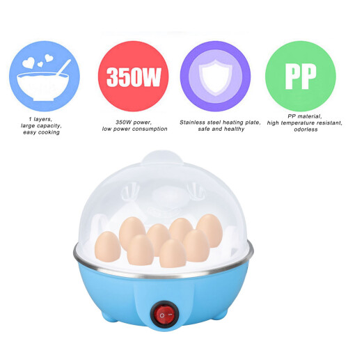 7-Egg Automatischer Eierkocher, 350W, Blau, 15cm hoch 2