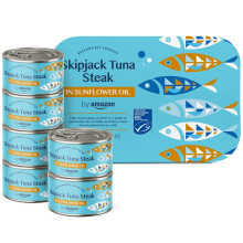 by Amazon Skipjack Tuna Steak in Sunflower Oil 195g Pack of 6