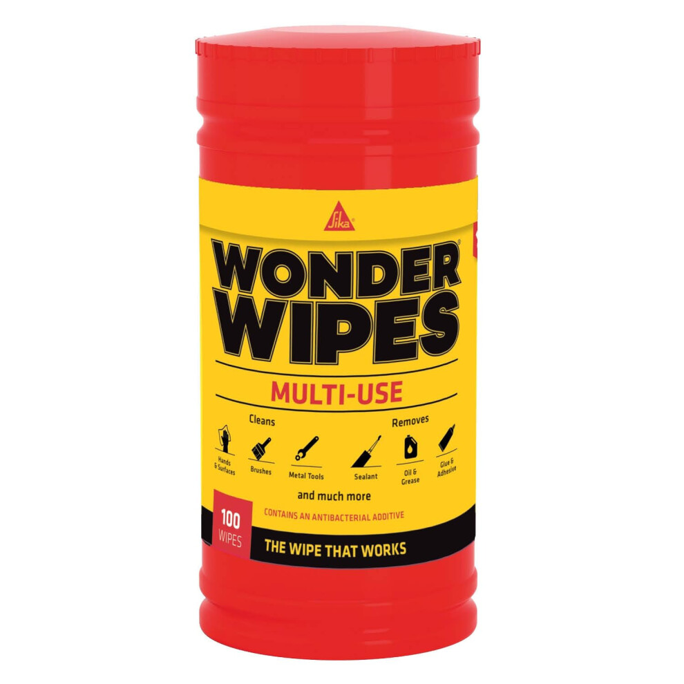 SIKA  Wonder Wipes MultiUse Cleaning Wipes for the Building Trade  Specially Formulated to Clean Hands Tools and Surfaces  100 Wipes-image-OPC-PJZDXKJ-NEW