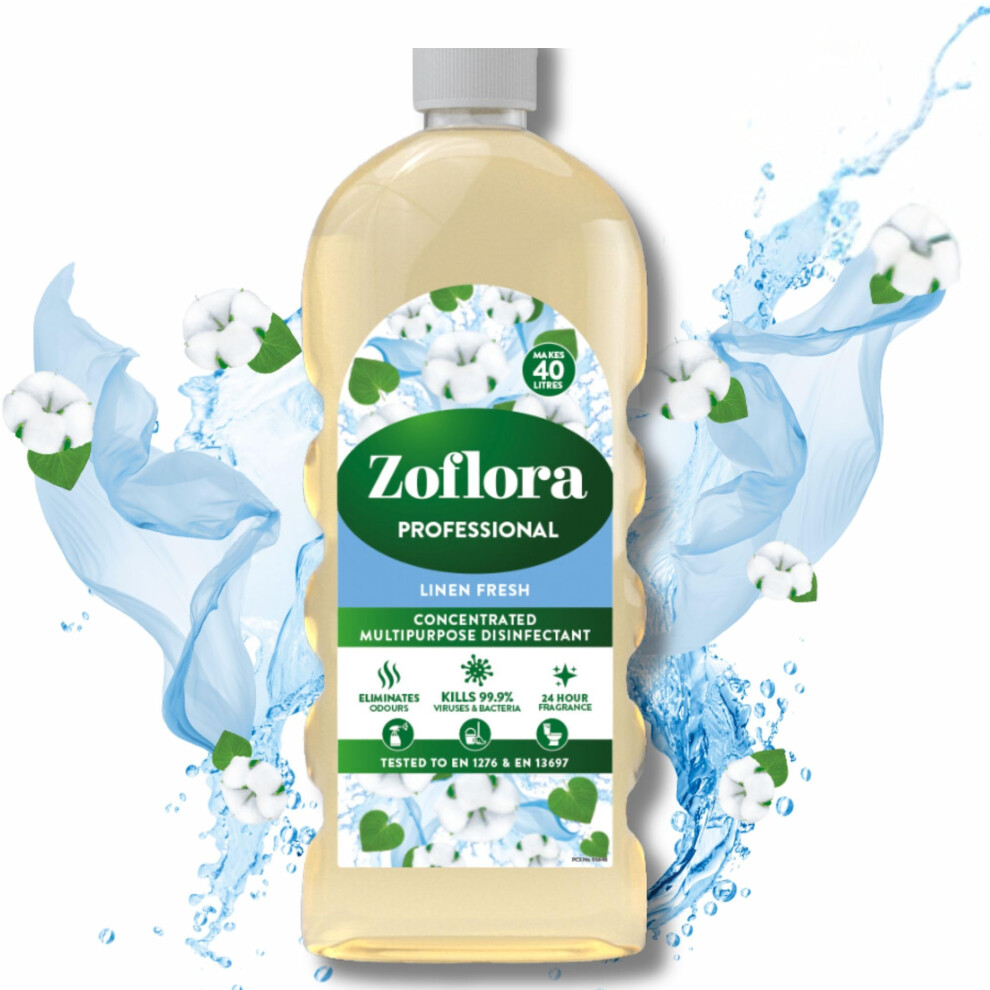 Zoflora Concentrated Linen Fresh Disinfectant Liquid 1 Litre Powerful Antibacterial  MultiSurface Cleaner Kills 999 of Bacteria  Viruses