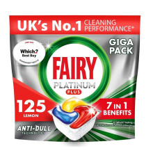 Fairy Platinum Plus Allin1 Dishwasher Tablets 125 Pack Lemon With antidull tech rinse aid action for a deep clean Effective in short cycles for spar