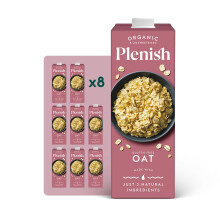 Plenish Organic Unsweetened Oat Milk 1L Pack of 8