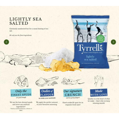Tyrrells Lightly Sea Salted Sharing Crisps 150g 1
