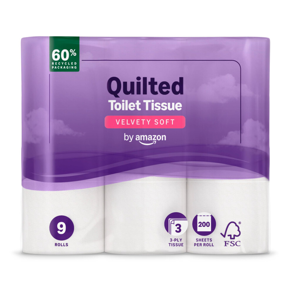 By Amazon 3Ply Quilted Toilet Paper 9 Rolls 1 Pack Of 9 200 Sheets Per Roll Previously Presto