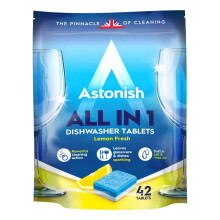 Astonish All In 1 Powerful Cleaning Dishwasher Tablets with Salt and Rinse Aid Pack of 42 Tablets Lemon Fresh