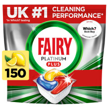 Fairy Platinum Plus All In One Dishwasher Tablets Lemon 150 Tablets Our Best Cleaning For A Clean Like New Removes Dullness Prevents Limescale