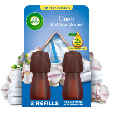 Air Wick Essential Mist Twin Refills Linen White Orchid Pack 2 x 20ml Natural Essential Oils Last up to 90 days Air freshener