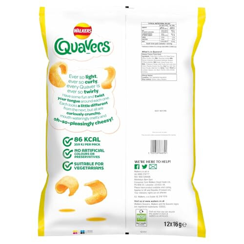 Walkers Walkers Quavers Cheese Multipack Snacks Crisps 12x16g 1