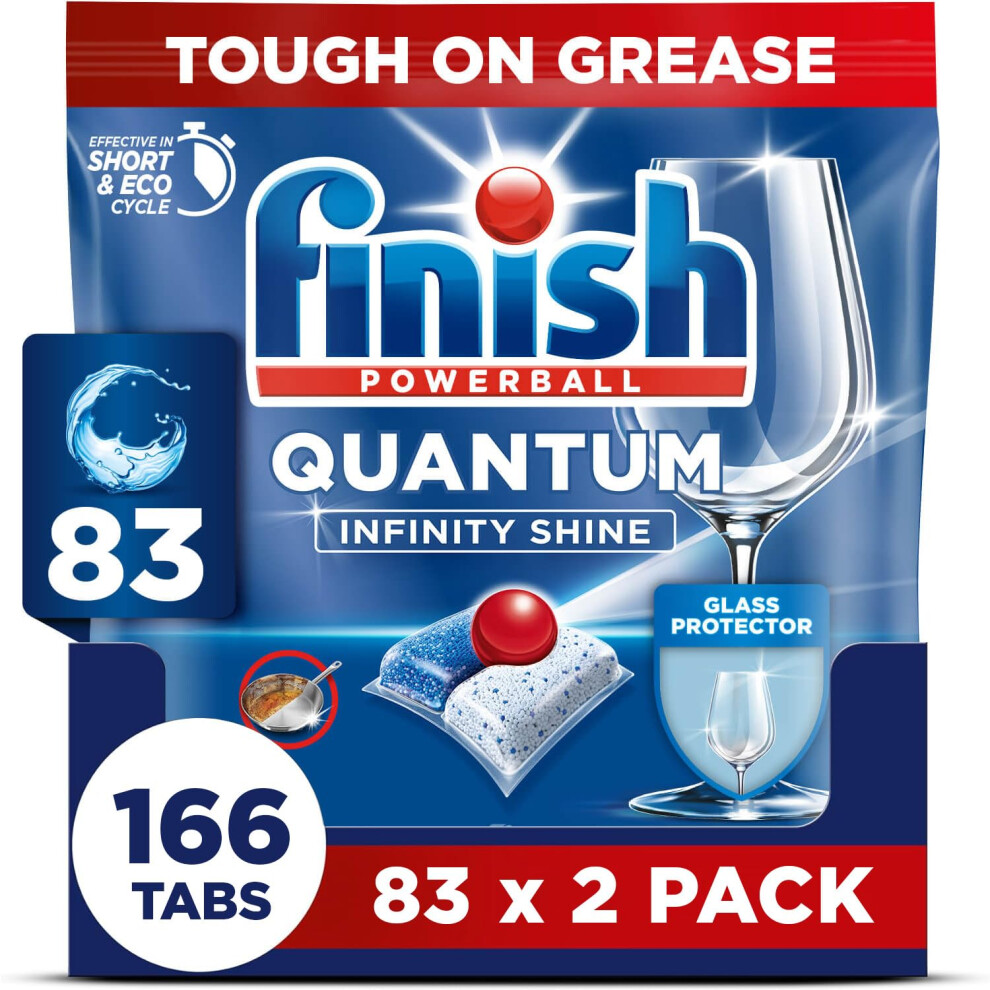 Finish Dishwasher Tablet Quantum Infinity Shine 166 Tablets 83 x 2 pck Fresh Scent Powerful Clean  Shine Detergent Tabs Tough on Grease Stains-image-OPC-PJZDZGG-NEW