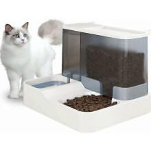 Automatic Food and Water Dispenser for Cats and Small Dogs 2 in 1 3.8 L Fountain Feeders and Drinkers (White)