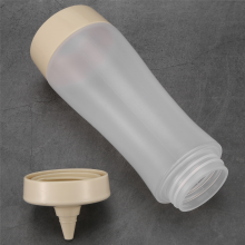 Bouteille souple Accessoires de cuisine Saucière Plastique Sauce Vinaigre Huile Ketchup Huilier Distributeur de condiments Beige + Transparent