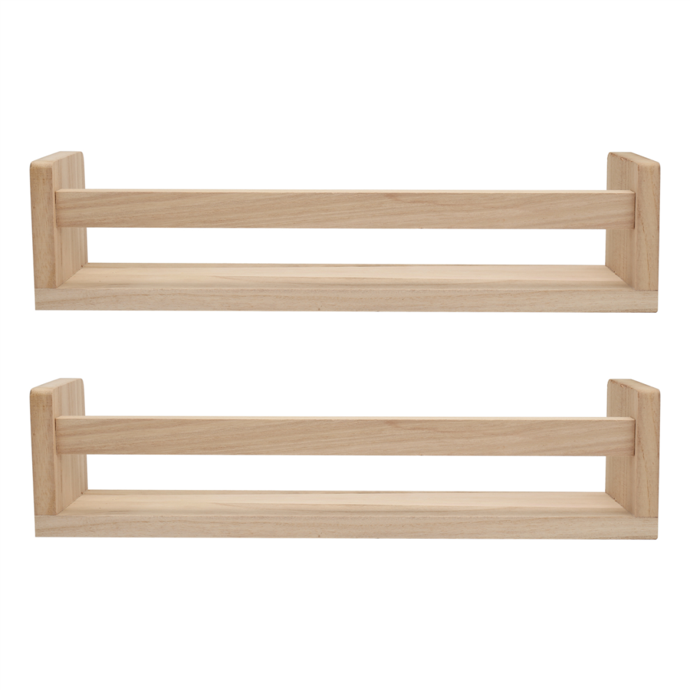 2Pcs Bookshelf,Natural Wood Floating Wall Bookshelf For Kids,Nursery Shelves Wall,Bathroom Decor, Kitchen Spice Rack Exogio