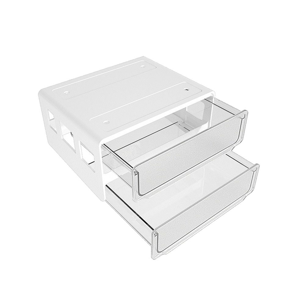 Under Desk Storage Drawer Slide Out, Hidden Self-Adhesive Organizer, Attachable Organizer With 2 Layers White Exogio